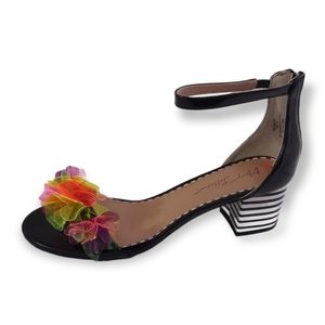 Betsey Johnson Women's Iria Floral Striped Ankle Strap Heels Size 10